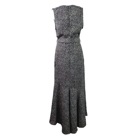 Lulu's Fashion Find Black Floral Print Ruffled Faux Wrap Maxi Dress, Sz M - Picture 4 of 10